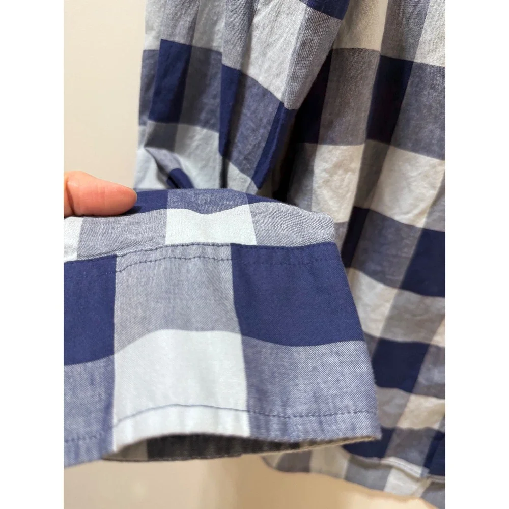 J.Crew Mens Buffalo Plaid Check Button down Summer Shirt sz Large Slim Cotton